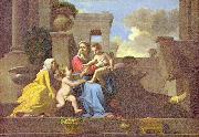 Nicolas Poussin Heilige Familie auf der Treppe oil